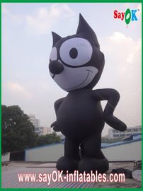Inflatable Cat สีดำ / ผ้า Oxford ที่แข็งแกร่ง Inflatable Animal Cartoon High 8m