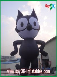 Inflatable Cat สีดำ / ผ้า Oxford ที่แข็งแกร่ง Inflatable Animal Cartoon High 8m
