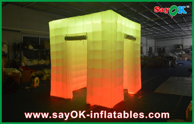 บูธกิจกรรมแสดง 2 ประตูเปิด Cube Light Inflatable Photo Booth พร้อมไฟ LED ด้านบน