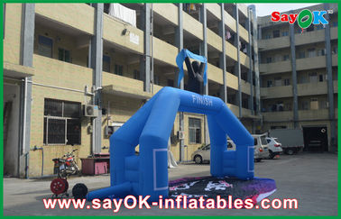 Giant Inflatable Blue Outdoor Double Inflatable Finish Arch 7mL X 4mH รอบการแข่งขัน