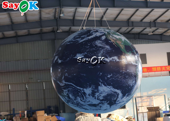 กิจกรรมในโรงเรียน 2.5m 8ft ซึ่งทำให้พองได้ Earth Globe Model ตกแต่งด้วยไฟ LED