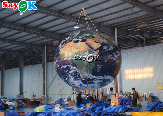 กิจกรรมในโรงเรียน 2.5m 8ft ซึ่งทำให้พองได้ Earth Globe Model ตกแต่งด้วยไฟ LED