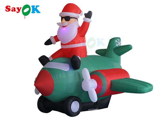 ผ้า Oxford Inflatable Old Man LED Christmas Santa Claus Flying Airplane Blowing