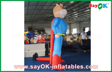 สีฟ้า / สีแดงพอง Superman วัวสัตว์ที่กำหนดเองแบบจำลอง Inflatable สัตว์