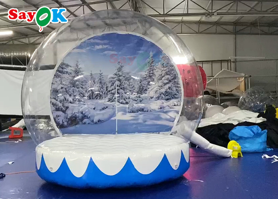 0.6mm PVC Inflatable Yard Decorations พื้นหลังคริสต์มาสผนังมนุษย์ Snow Globe Photo Booth