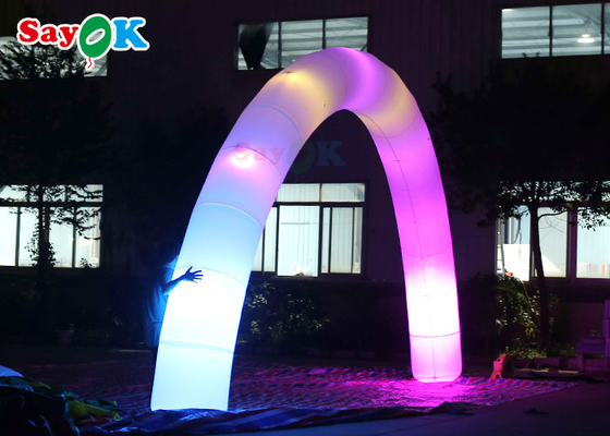 PVC Inflatable Archway ประตู Decors Santa สร้างขึ้นในไฟ LED Tethers Stakes Yard Lawn Patio ในร่ม