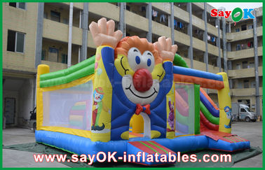 0.55mm PVC Clown พองกระโดดตีกลับประเภท Happy Bouncer Castle สำหรับเด็ก