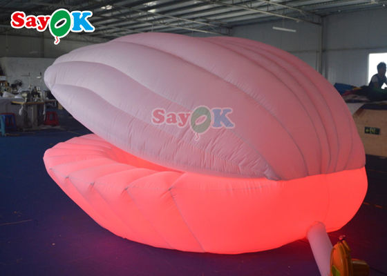 4m Giant LED Inflatable Stage Shell ผ้า Oxford ซึ่งทำให้พองได้ Led Seashell สำหรับงานปาร์ตี้