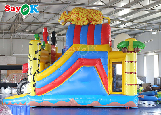 สนามเด็กเล่น สวนสัตว์ สัตว์ป่า สไลด์กระโดดทำให้พอง Bounce Castle Bouncy House