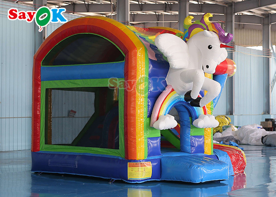 Rainbow Kids ปราสาทกระโดดเป่าลม Unicorn Bouncy Castle พร้อมสไลด์