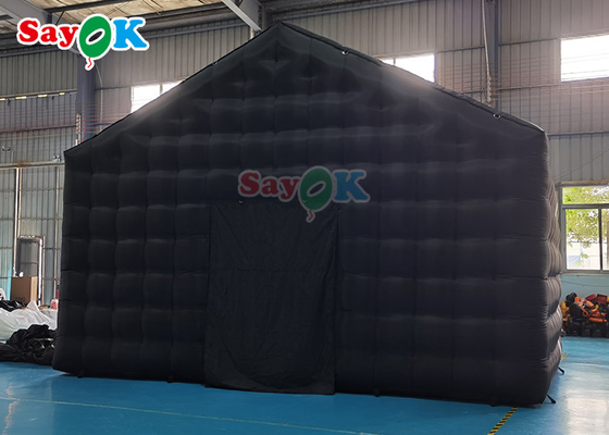 Commercial Oxford Black Inflatable Cube Party Tent ไนท์คลับพร้อมเครื่องเป่าลม