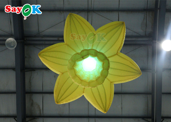 โคมไฟเป่าลมสีเหลือง 1.0 ม. ตกแต่งแขวนดอกกุหลาบพร้อมไฟ LED
