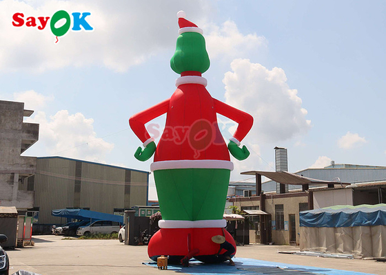 กระต่ายลม สีเขียวและสีแดง สูง 32.8 ฟุต ลมลม Grinch กับตกแต่งลานหมวก