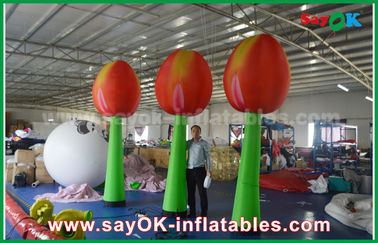 Giant Red Inflatable ดอกไม้คู่สำหรับตกแต่งเวทีด้วยไฟ LED