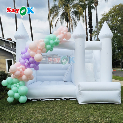 Sayok ชุดสไลด์เป่าลม PVC เชิงพาณิชย์ ชุดสไลด์เป่าลมสีขาวสำหรับงานแต่งงาน
