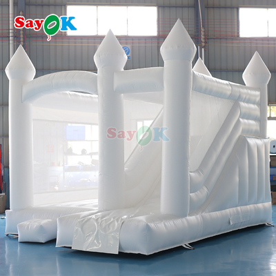 Sayok ชุดสไลด์เป่าลม PVC เชิงพาณิชย์ ชุดสไลด์เป่าลมสีขาวสำหรับงานแต่งงาน