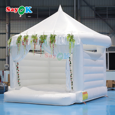 Sayok บ้านลมเป่าสีขาว ปราสาทเด้งดึ๋งสำหรับงานปาร์ตี้กลางแจ้ง งานแต่งงาน ของเล่นเป่าลม