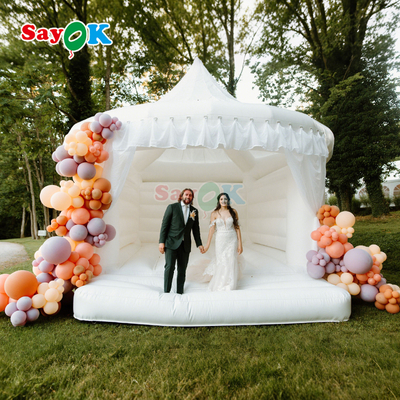 Sayok บ้านลมเป่าสีขาว ปราสาทเด้งดึ๋งสำหรับงานปาร์ตี้กลางแจ้ง งานแต่งงาน ของเล่นเป่าลม