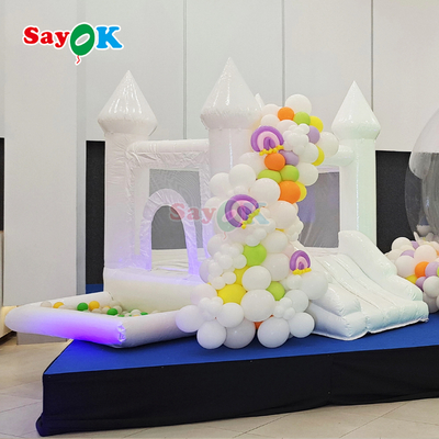 พาร์ตี้แต่งงานสีขาว บ้านกระโดดเล็ก บูซี่คาสเทลแบบอัดอัด
