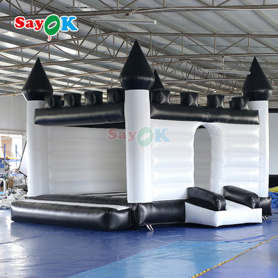 Sayok ปราสาทเป่าลมสีขาวดำ ปราสาทเด้งดึ๋งเป่าลมสำหรับงานอีเว้นท์กลางแจ้ง