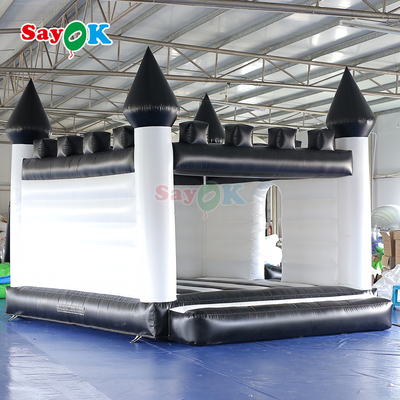 Sayok ปราสาทเป่าลมสีขาวดำ ปราสาทเด้งดึ๋งเป่าลมสำหรับงานอีเว้นท์กลางแจ้ง
