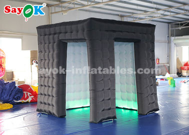 Inflatable Party Tent Black Inflatable Cube Photo Booth สำหรับการโฆษณาแรงฉีกขาดสูง