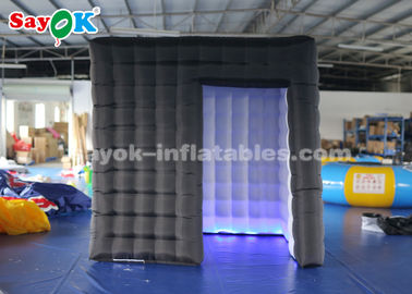 Inflatable Party Tent Black Inflatable Cube Photo Booth สำหรับการโฆษณาแรงฉีกขาดสูง