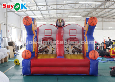เกมบาสเก็ตบอลทำให้พอง PVC Tarpaulin Basketball Hoop Shoot เกมเป่าลมสำหรับเล่น Center