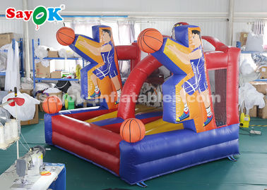 เกมบาสเก็ตบอลทำให้พอง PVC Tarpaulin Basketball Hoop Shoot เกมเป่าลมสำหรับเล่น Center