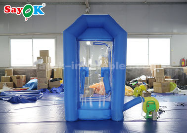 Cube Blue Inflatable บูธเงินพร้อมเครื่องเป่าลมสำหรับการโฆษณา