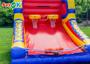 เกมสนามหลังบ้านทำให้พอง Airtight Inflatable เกมบาสเก็ตบอลสองห่วง / ห่วงบาสเก็ตบอลทำให้พอง