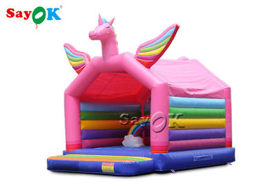 5x4mH Princess Pink Rainbow Unicorn Inflatable Bounce Castle For Kid