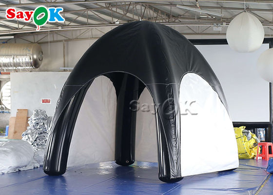 Family Air Tent Tarpaulin Air Sealed Inflatable Spider Tent สีดำและสีขาว