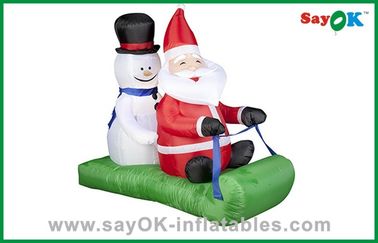 คริสต์มาสซานตาหรือ Snowman ตกแต่งวันหยุดทำให้พองด้วย Sleigh