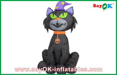 Black Halloween Event Inflatable Cat ตกแต่งแมวฮาโลวีนพองเพื่อความสนุก