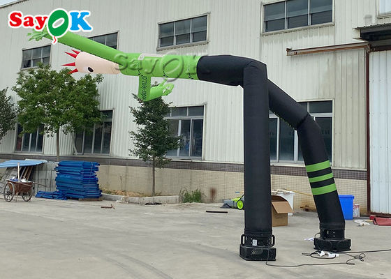 Dancing Inflatable Man 8m 24ft สีเขียว Mini Hand Shaking Inflatable Air Dancer Man With Two Legs