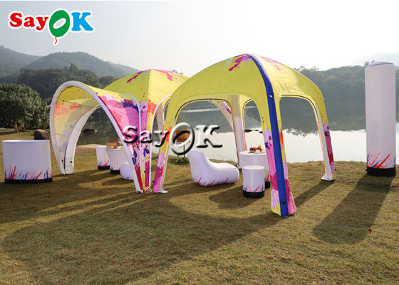 Go Outdoors Air Tent TPU การพิมพ์เต็มรูปแบบกันสาด Inflatable X Tent 5m 17ft สำหรับการโฆษณา