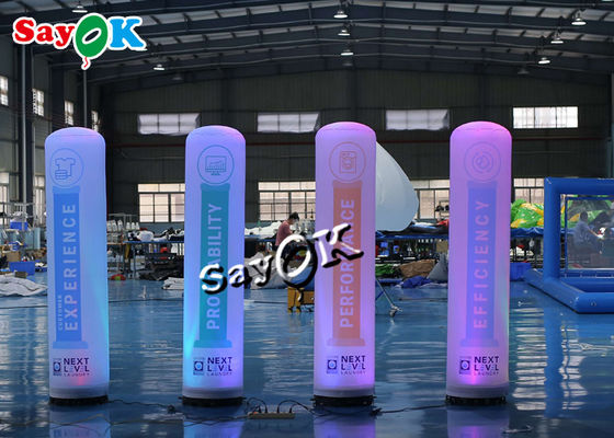 2m 7ft Inflatable Lighting ตกแต่งโฆษณาคอลัมน์อากาศด้วยการพิมพ์สีเต็มรูปแบบ