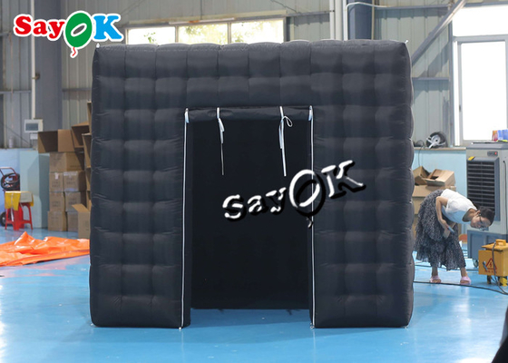บูธกิจกรรมแสดงประตูเดียวแบบพกพา Inflatable Cube Photo Booth Air Tent พร้อมไฟ LED