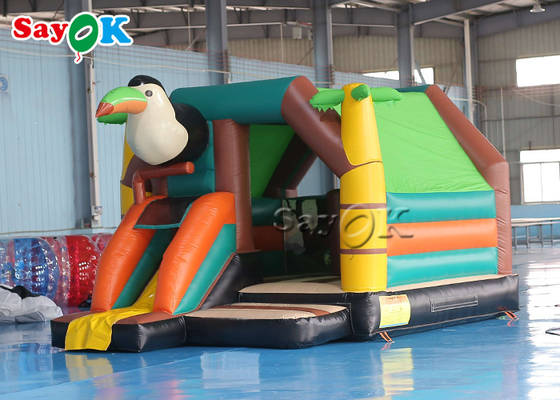 ธีมสัตว์ Jumping Bouncy Castle ที่มีสีสัน Woodpecker Bounce House Slide Combo