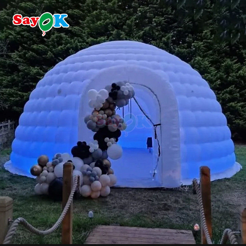 ผ้าอ็อกซ์ฟอร์ดกันน้ํา แสง LED สีสันดี ภายนอก Dome หอเต็นท์ Igloo แบบอัดอากาศ