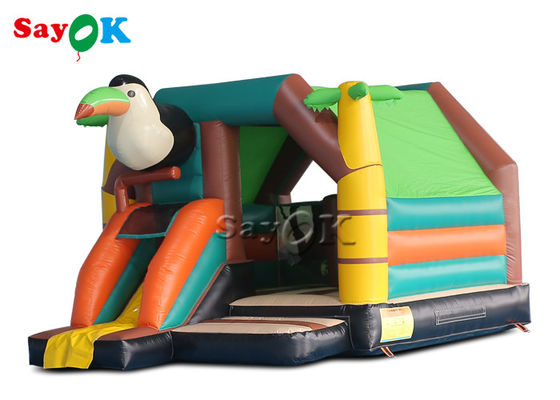ธีมสัตว์ Jumping Bouncy Castle ที่มีสีสัน Woodpecker Bounce House Slide Combo