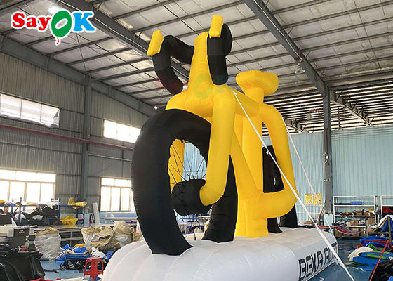 โฆษณาสีเหลืองผลิตภัณฑ์เป่าลมแบบกำหนดเองสูงรุ่นส่งเสริมการขายจักรยานพร้อมพิมพ์