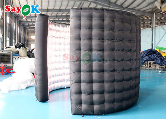 Custom Black Inflatable Photo Booth พาร์ตี้กิจกรรม บล๊อปอัพ LED 360 โฟตบุธ