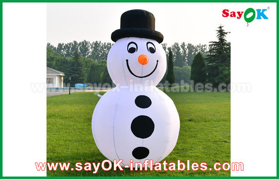 หุ่นหิมะคริสต์มาสที่ลมได้ 210D ผ้าอ๊อกซ์ฟอร์ด หุ่นหิมะสีขาวที่ลมได้ ตัวละครการ์ตูนที่นิยม