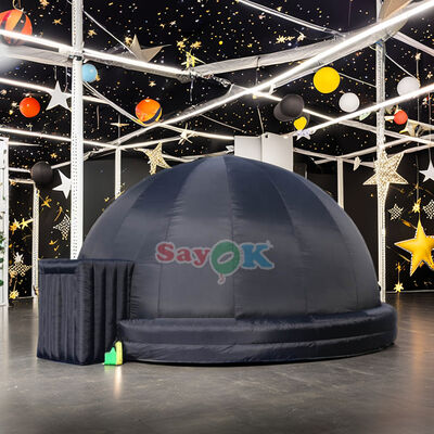 10m Giant Black Inflatable Fulldome โพลเนตารีียมเต็นท์โปรเจกชั่น มาพร้อมกับเครื่องเป่าอากาศ