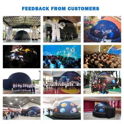 10m Giant Black Inflatable Fulldome โพลเนตารีียมเต็นท์โปรเจกชั่น มาพร้อมกับเครื่องเป่าอากาศ