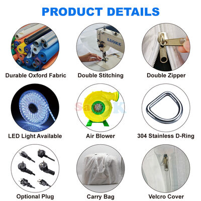 Sayok OEM ODM หนากว่า เนื้อผ้าอ็อกซ์ฟอร์ด มหาศาล 10 x 10m หอเต็นท์อากาศ หอเต็นท์อัดอากาศ สําหรับการโฆษณา