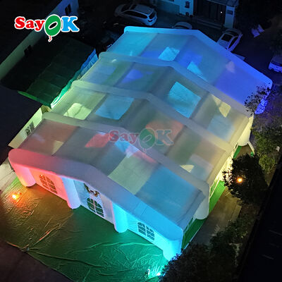 เต็นท์เป่าลมยักษ์กลางแจ้งทนทานต่อสภาพอากาศพร้อมไฟ LED สำหรับงานอีเวนต์ 300 คน