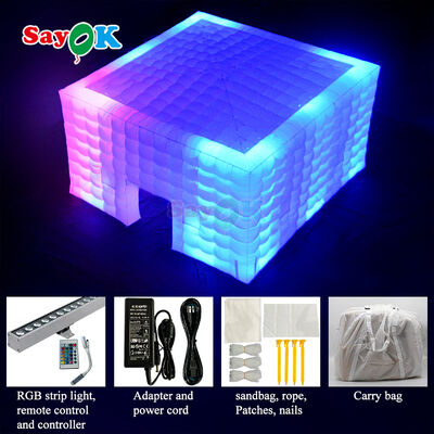 เต็นท์อากาศแบบลม 8m x 8m มีไฟ LED และผ้าออ็กซ์ฟอร์ดทนทานสําหรับงานกลางแจ้ง